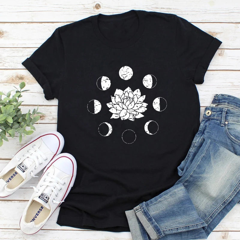 Mystical Moon Phases Astrology T-Shirt Spiritual Graphic Tee
