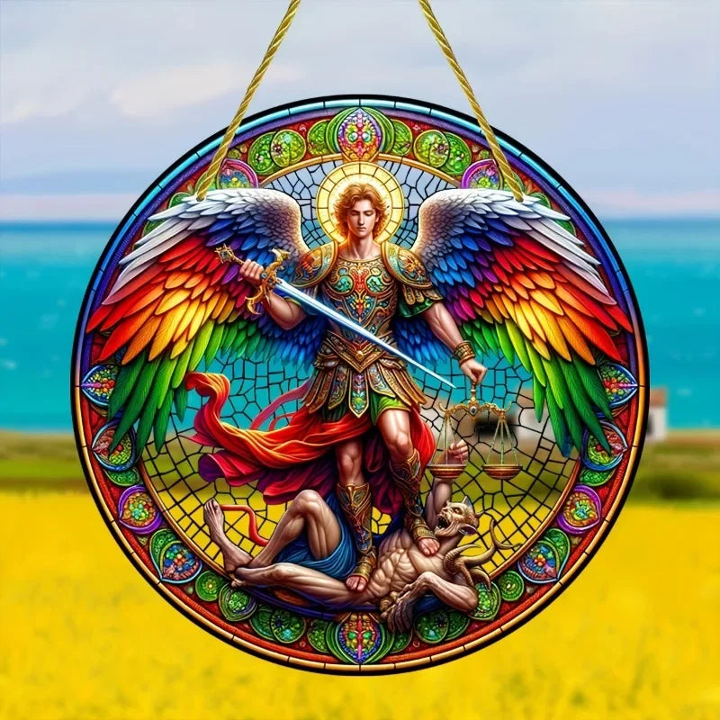 Archangel St. Michael Sun Sign Acrylic Window Suncatcher