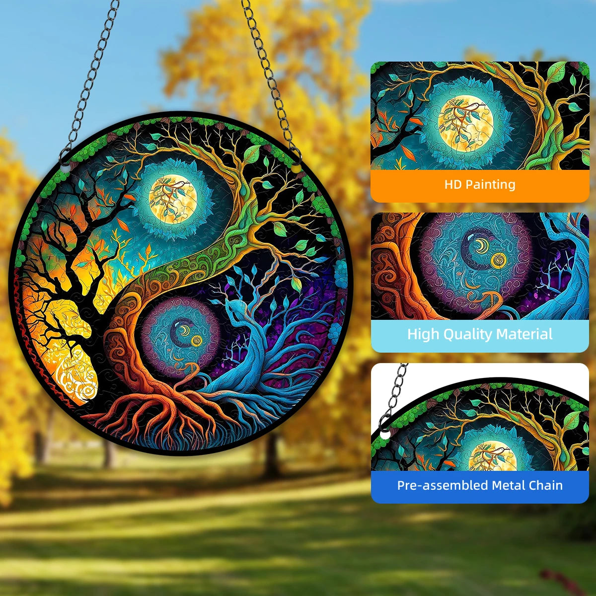 1pc Tree Of Life Stained Window Hanging Decor Tree Of Life Suncatcher,Gift For Woman Man,Indoor Outdoor Home Decor Garden Decor