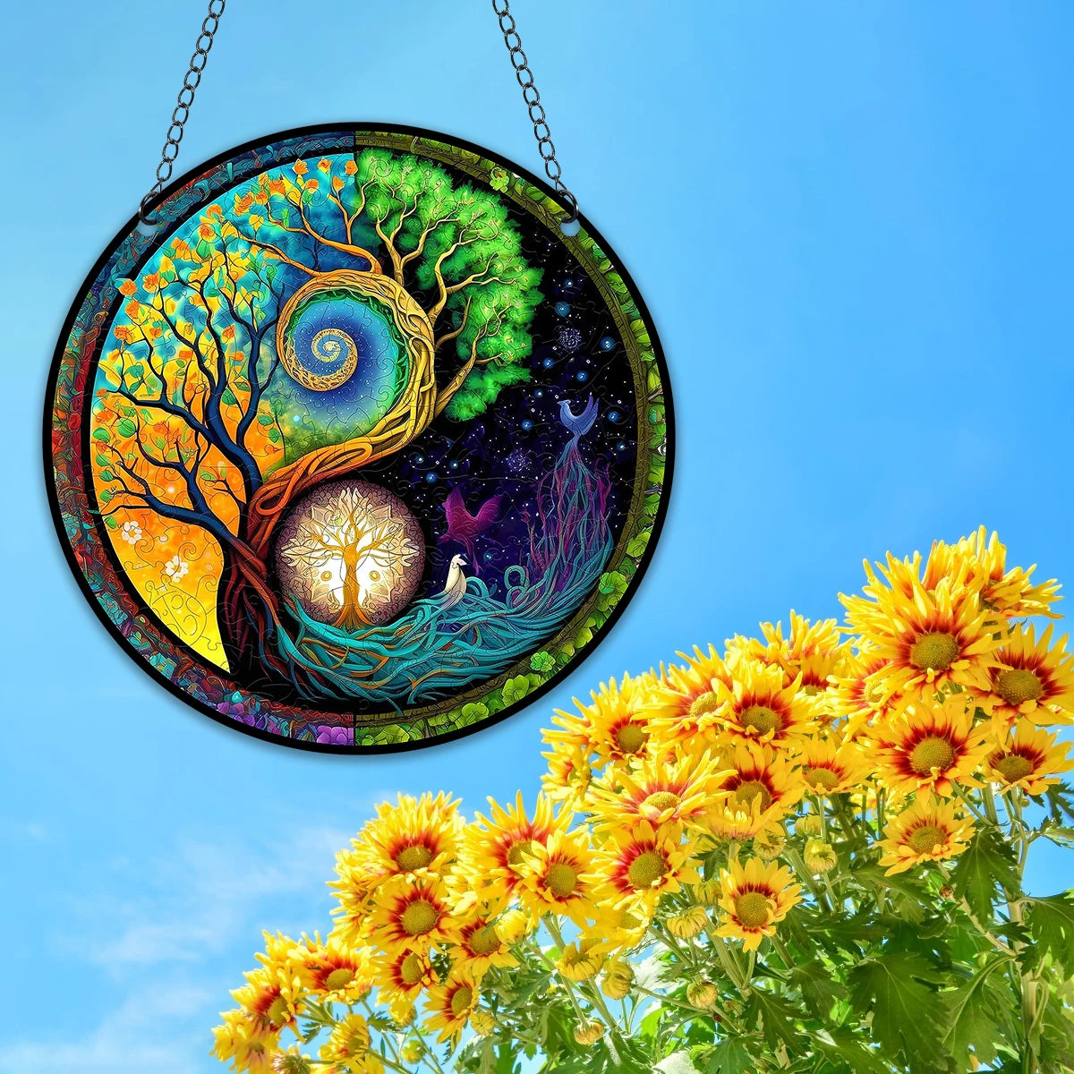 1pc Tree Of Life Stained Window Hanging Decor Tree Of Life Suncatcher,Gift For Woman Man,Indoor Outdoor Home Decor Garden Decor