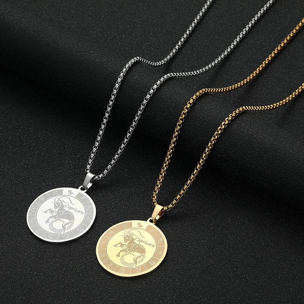 Capricorn Zodiac Sign Pendant Necklace Constellation Jewelry Gift