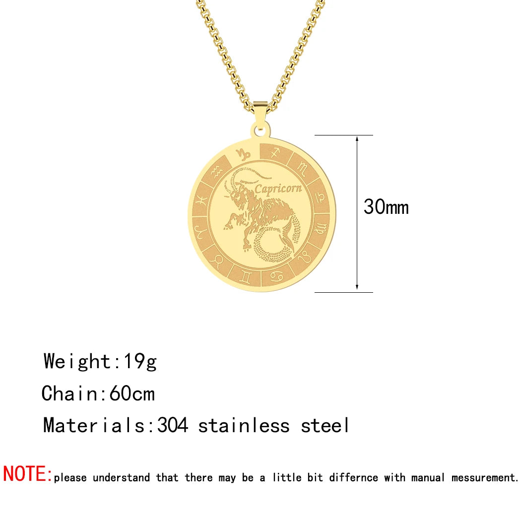 Capricorn Zodiac Sign Pendant Necklace Constellation Jewelry Gift