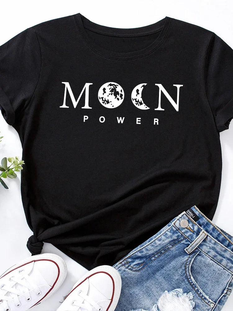 Moon Power Astrology T-Shirt Women’s Casual Summer Tee