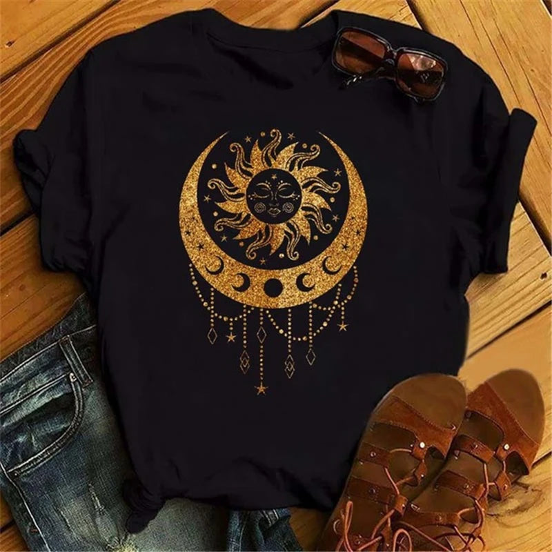 Moon Butterfly Astrology T-Shirt Casual Women’s Top