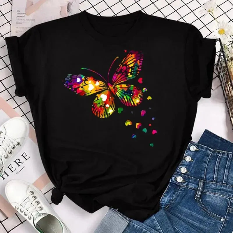 Colorful Butterfly Petal T-shirt