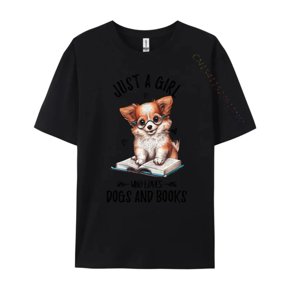 Just A Girl Who Loves Dogs And Books Puppy Tshirt