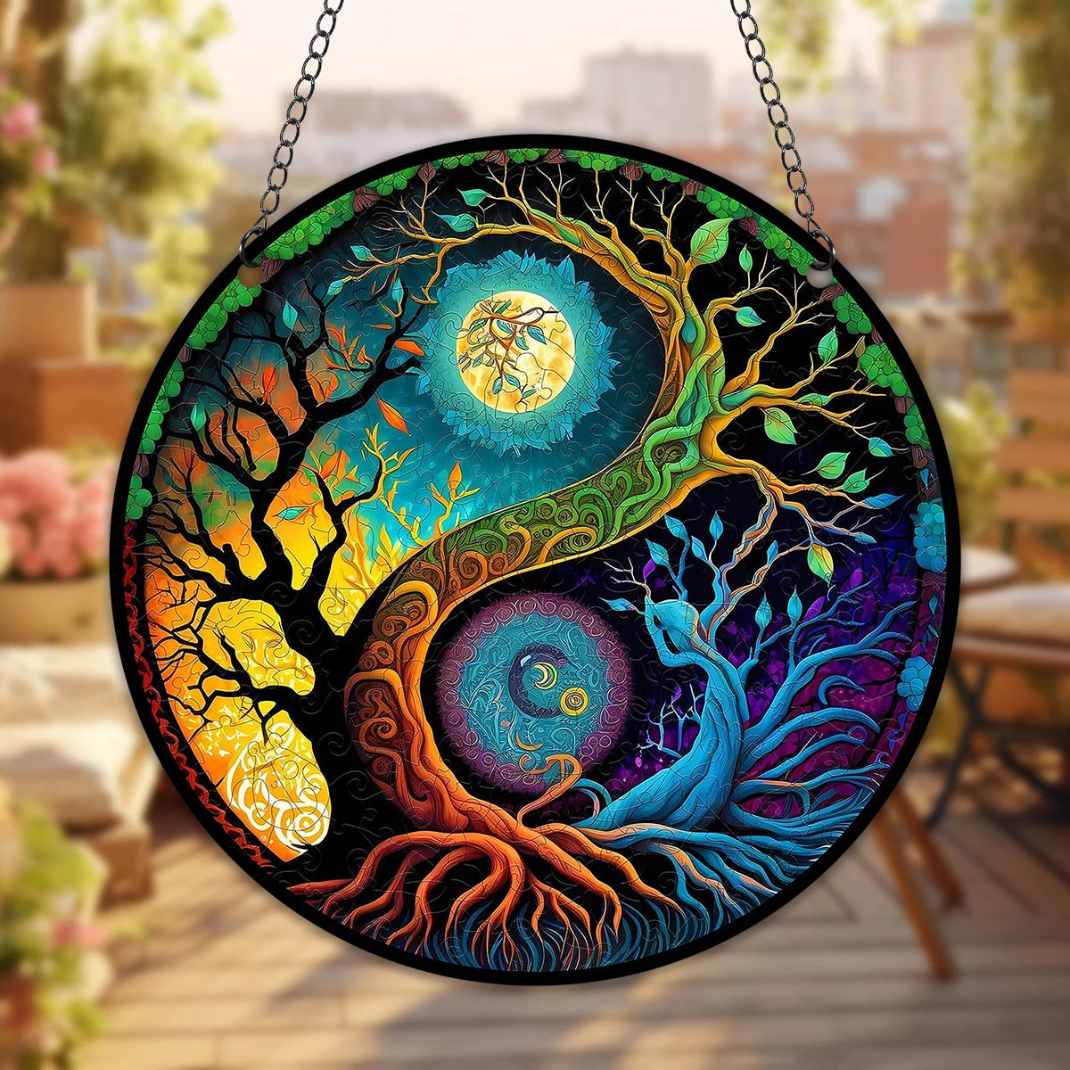 1pc Tree Of Life Stained Window Hanging Decor Tree Of Life Suncatcher,Gift For Woman Man,Indoor Outdoor Home Decor Garden Decor