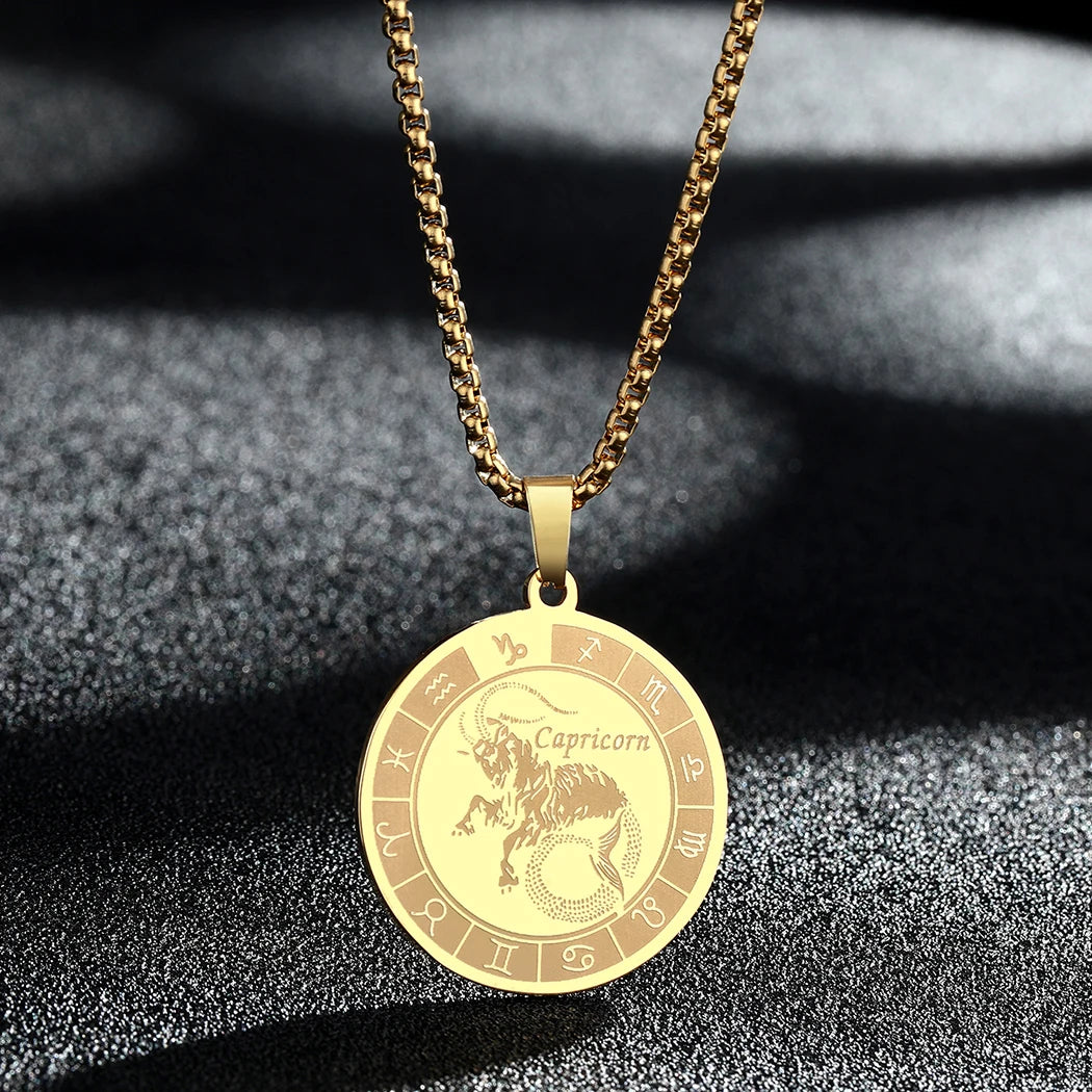 Capricorn Zodiac Sign Pendant Necklace Constellation Jewelry Gift