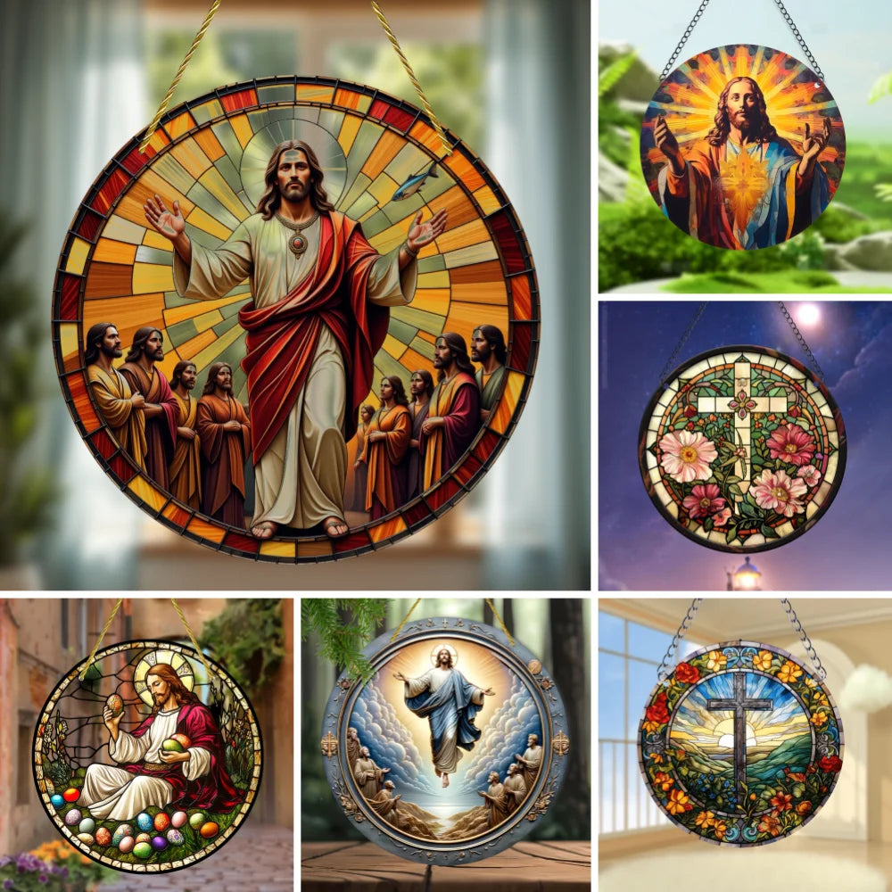 Room Decor Jesus Comes Suncatcher Light Catcher Circular Round Centerpiece for Porch,Garden,Office, Home Decoration Acrylic Sign
