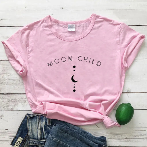Moon Child Women T-shirt Spiritual Girl Gothic Black Tshirt