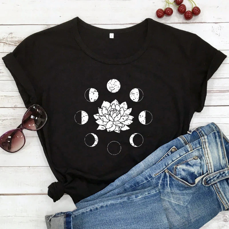 Mystical Moon Phases Astrology T-Shirt Spiritual Graphic Tee
