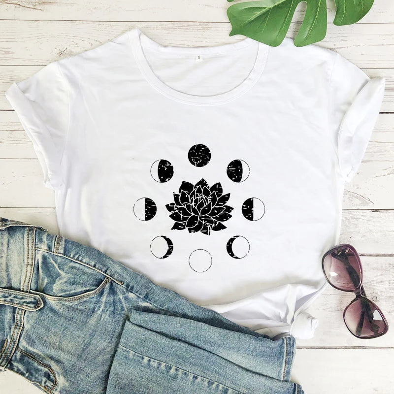 Mystical Moon Phases Astrology T-Shirt Spiritual Graphic Tee