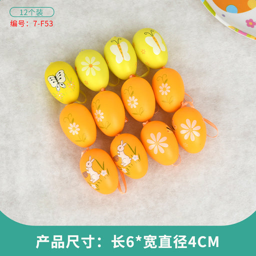 Easter Egg Decoration Supplies Kids Print DIY Layout Plastic Color Resurrection Egg Pendant 12 Pack