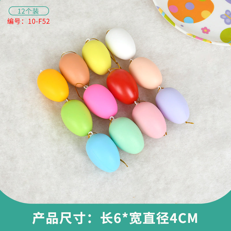 Easter Egg Decoration Supplies Kids Print DIY Layout Plastic Color Resurrection Egg Pendant 12 Pack