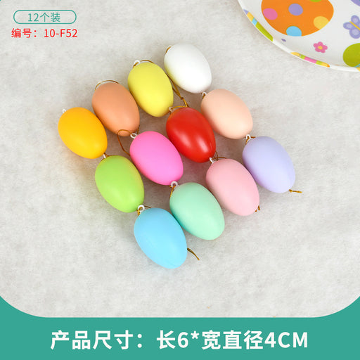 Easter Egg Decoration Supplies Kids Print DIY Layout Plastic Color Resurrection Egg Pendant 12 Pack