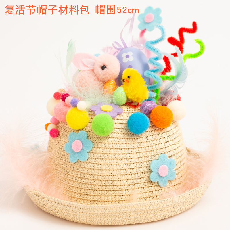 Creative Kids Hat DIY Handmade Material Package Catwalk Rabbit Hat Making Woven Hat Easter Hat Decoration