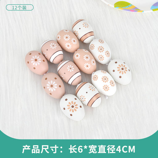Easter Egg Decoration Supplies Kids Print DIY Layout Plastic Color Resurrection Egg Pendant 12 Pack