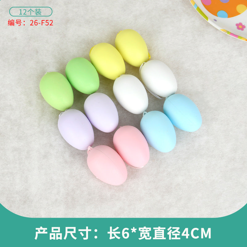 Easter Egg Decoration Supplies Kids Print DIY Layout Plastic Color Resurrection Egg Pendant 12 Pack