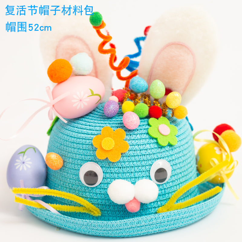 Creative Kids Hat DIY Handmade Material Package Catwalk Rabbit Hat Making Woven Hat Easter Hat Decoration