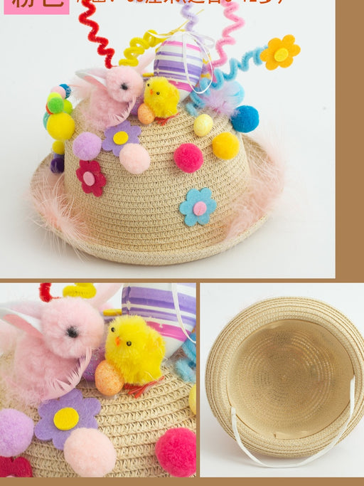 Creative Kids Hat DIY Handmade Material Package Catwalk Rabbit Hat Making Woven Hat Easter Hat Decoration
