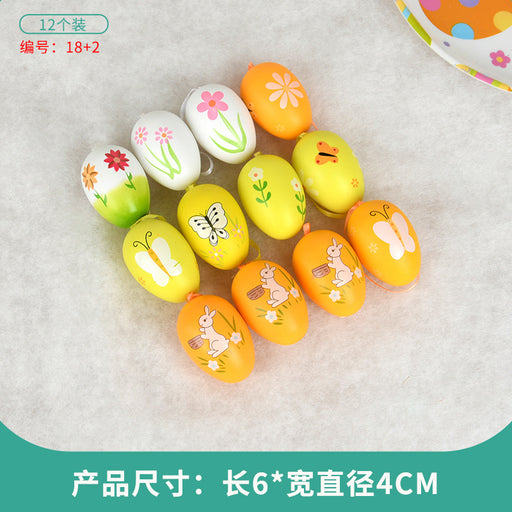 Easter Egg Decoration Supplies Kids Print DIY Layout Plastic Color Resurrection Egg Pendant 12 Pack