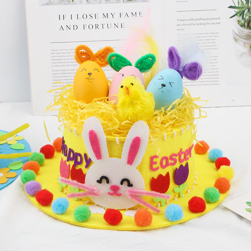 Creative Kids Hat DIY Handmade Material Package Catwalk Rabbit Hat Making Woven Hat Easter Hat Decoration