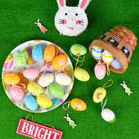 Easter Egg Decoration Supplies Kids Print DIY Layout Plastic Color Resurrection Egg Pendant 12 Pack