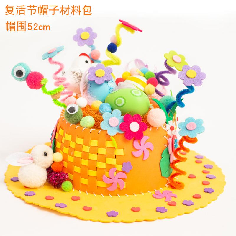 Creative Kids Hat DIY Handmade Material Package Catwalk Rabbit Hat Making Woven Hat Easter Hat Decoration