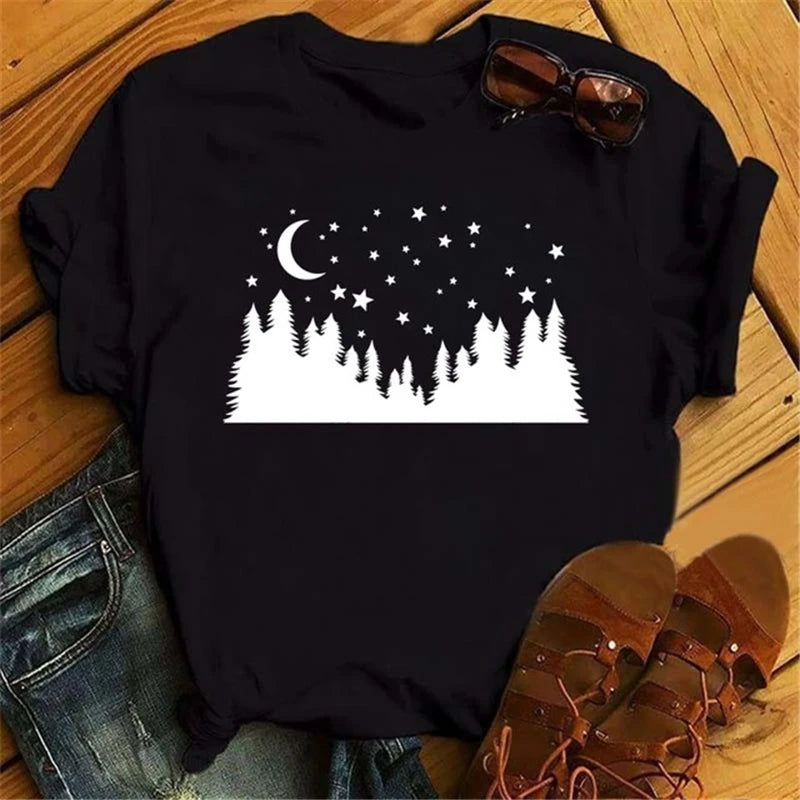 Moon Butterfly Astrology T-Shirt Casual Women’s Top