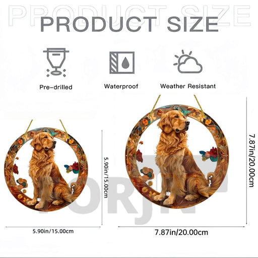 Golden Retriever German Shepherd Suncatcher, Acrylic Round Translucent Hanging,Gift for Dog Lover,House Yard garden farm Decor