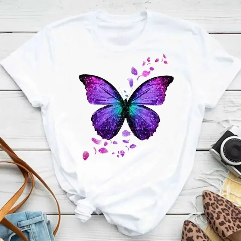 Colorful Butterfly Petal T-shirt