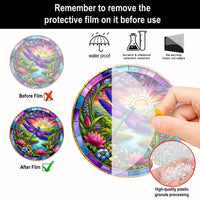 Dragonfly Suncatcher - Round Acrylic Wall Art, Stained -Style Window Hanging, Perfect For Bedroom & Living Room Decor