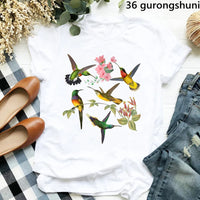 Hummingbird Floral Watercolor Purple Bird  T Shirt
