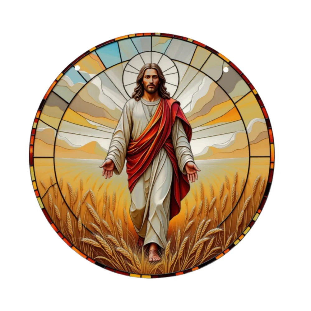 Room Decor Jesus Comes Suncatcher Light Catcher Circular Round Centerpiece for Porch,Garden,Office, Home Decoration Acrylic Sign