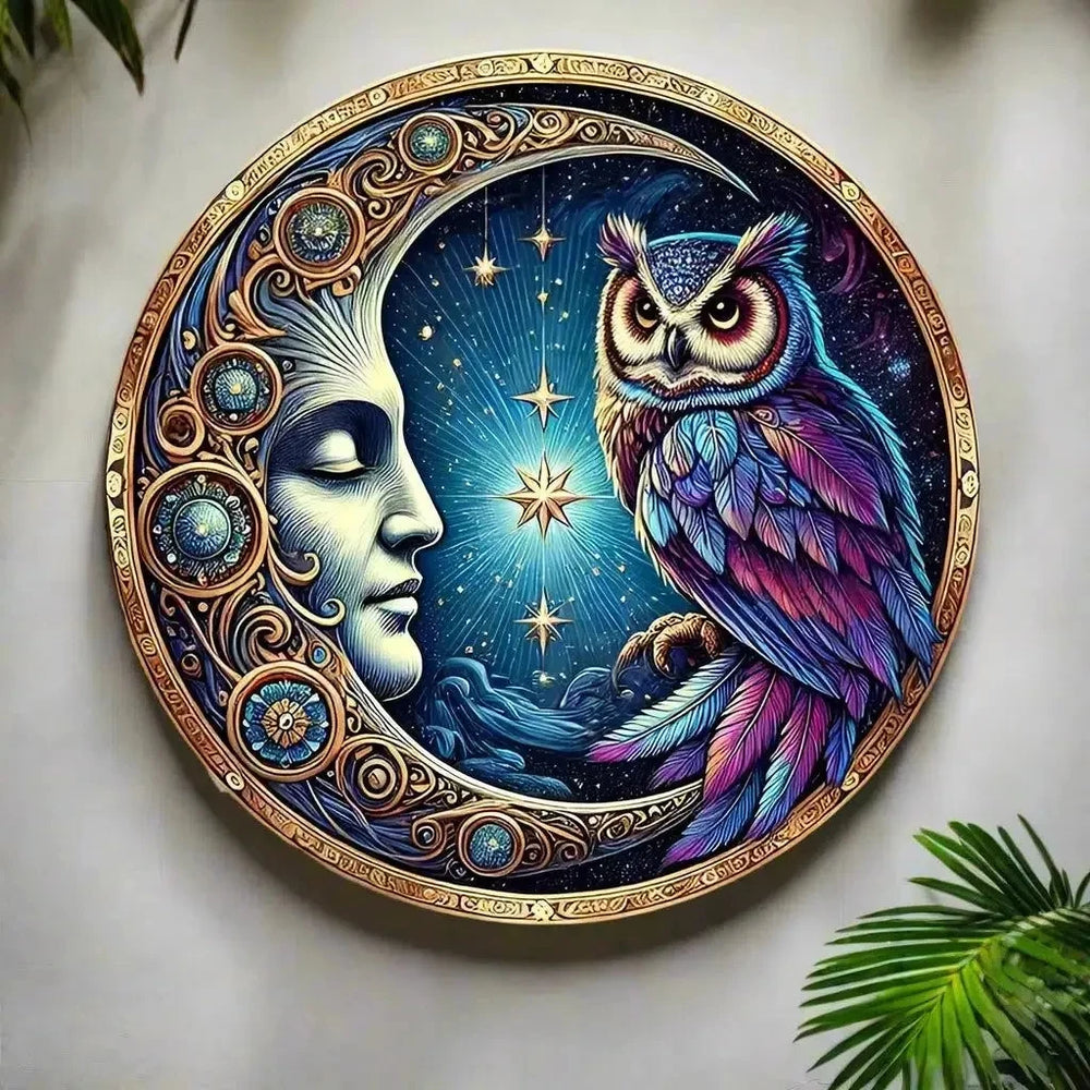 Sun And Moon Themed Sign, Round Metal Decor Sign For Home, Cafe, Restaurant, Living Room Wall Decoration, Mother's Day Gift
