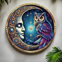 Sun And Moon Themed Sign, Round Metal Decor Sign For Home, Cafe, Restaurant, Living Room Wall Decoration, Mother's Day Gift