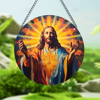 Room Decor Jesus Comes Suncatcher Light Catcher Circular Round Centerpiece for Porch,Garden,Office, Home Decoration Acrylic Sign