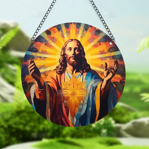 Room Decor Jesus Comes Suncatcher Light Catcher Circular Round Centerpiece for Porch,Garden,Office, Home Decoration Acrylic Sign
