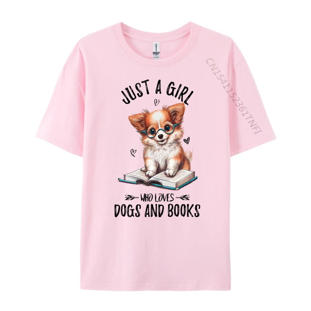 Just A Girl Who Loves Dogs And Books Puppy Tshirt