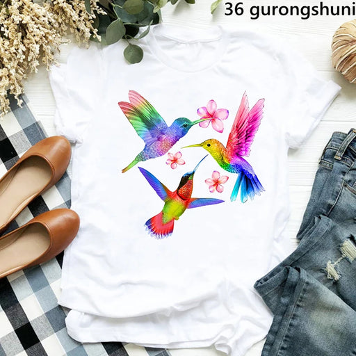 Hummingbird Floral Watercolor Purple Bird  T Shirt