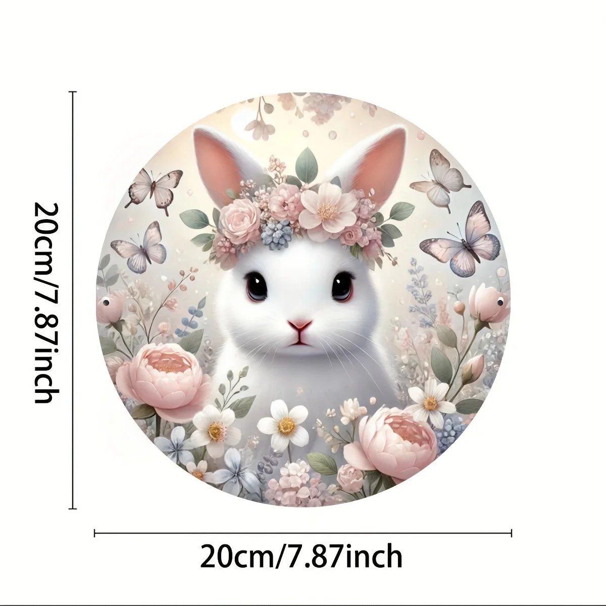 1 cute bunny easter wreath wooden sign-round wooden handmade decorations, rabbit accessories, perfect for room decoration.