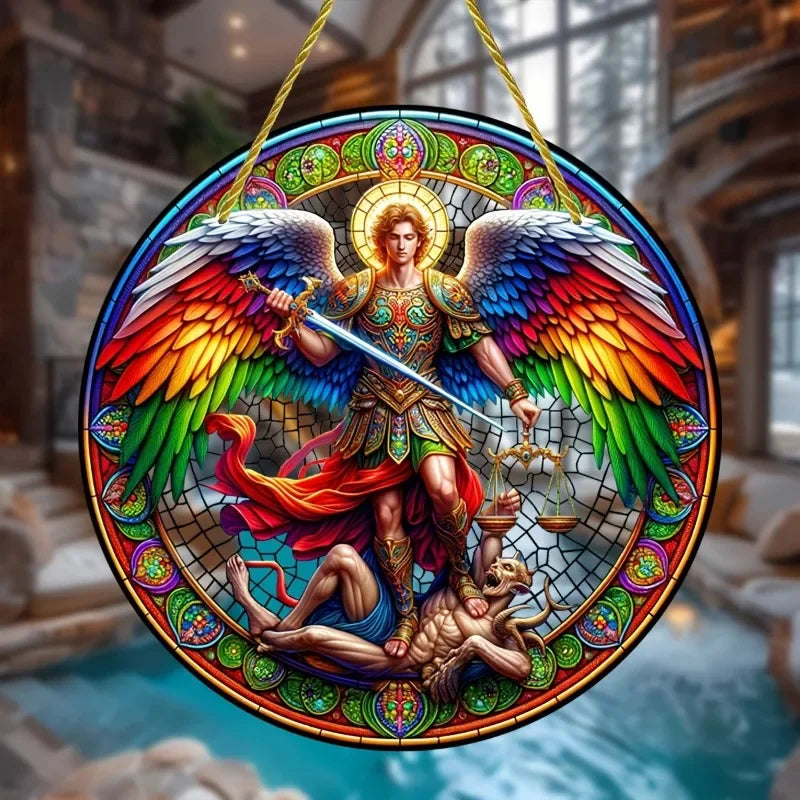 Archangel St. Michael Sun Sign Acrylic Window Suncatcher