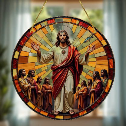 Room Decor Jesus Comes Suncatcher Light Catcher Circular Round Centerpiece for Porch,Garden,Office, Home Decoration Acrylic Sign
