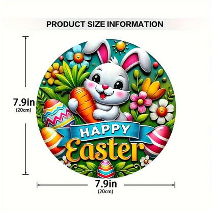 1 cute bunny easter wreath wooden sign-round wooden handmade decorations, rabbit accessories, perfect for room decoration.