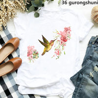 Hummingbird Floral Watercolor Purple Bird  T Shirt