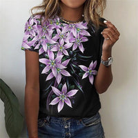 New T Shirt For Women's Clothes Fashion Tops For Woman 3D Flower Print Female Short Sleeve Summer Women's T-shirt Plus Size Tees