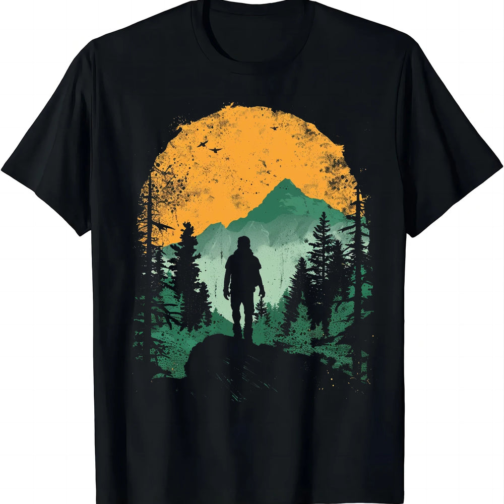 Retro-style Hiker T-shirt with Mountains