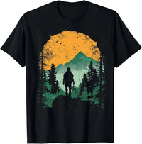 Retro-style Hiker T-shirt with Mountains