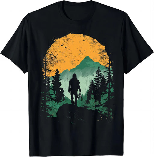 Retro-style Hiker T-shirt with Mountains
