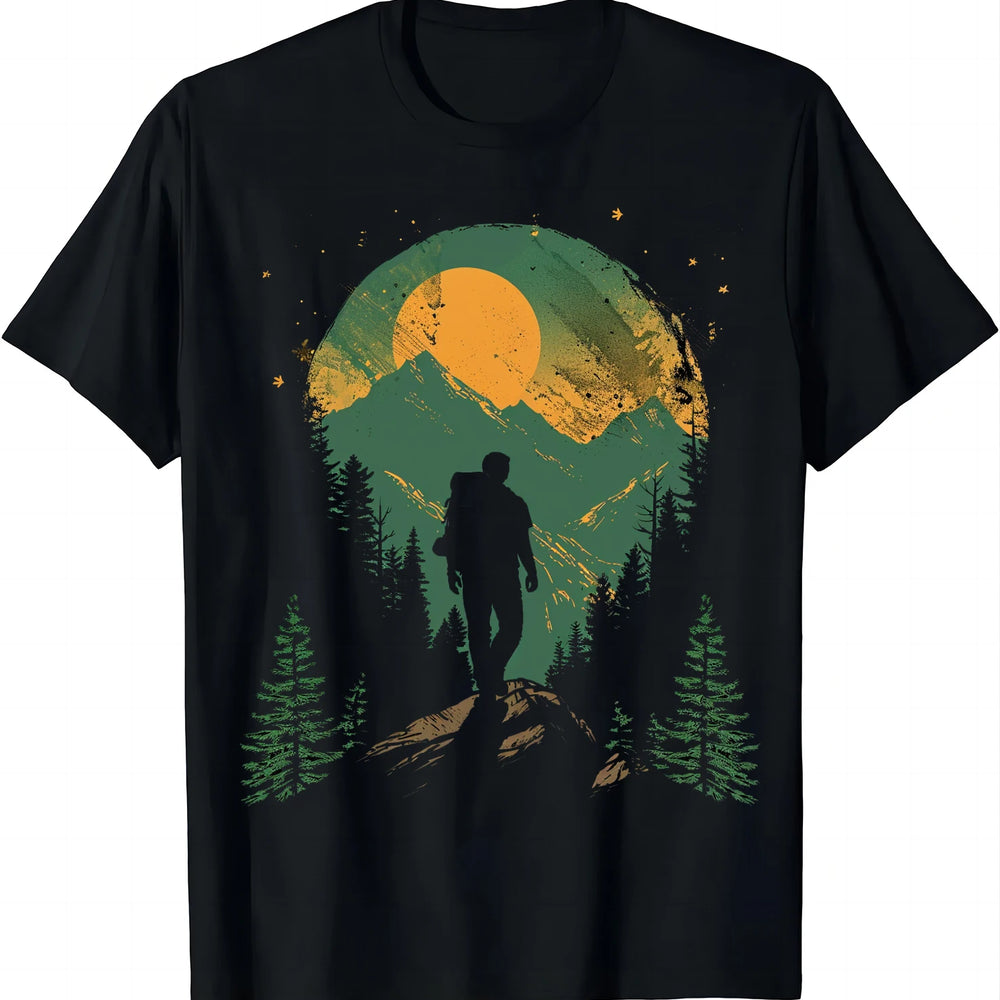 Retro-style Hiker T-shirt with Mountains